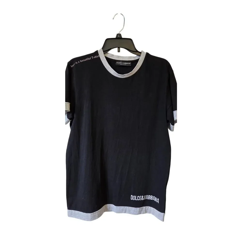 Dolce Gabbana Men's Medium Black T-Shirt Large DG Logo Oversize  size IT 48